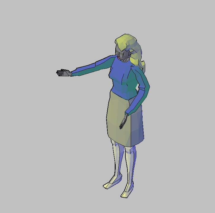 Bloque Autocad Vista de Mujer 06 Bibliot. 2D-3D en 3D